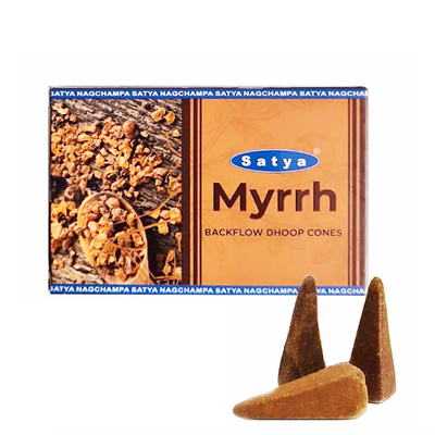 Благовония-конусы "Myrrh Blackflow Dhoop Cones" (Мирра) 10 шт., Satya Благовония-конусы "Myrrh Blackflow Dhoop Cones" (Мирра) 10 шт., Satya